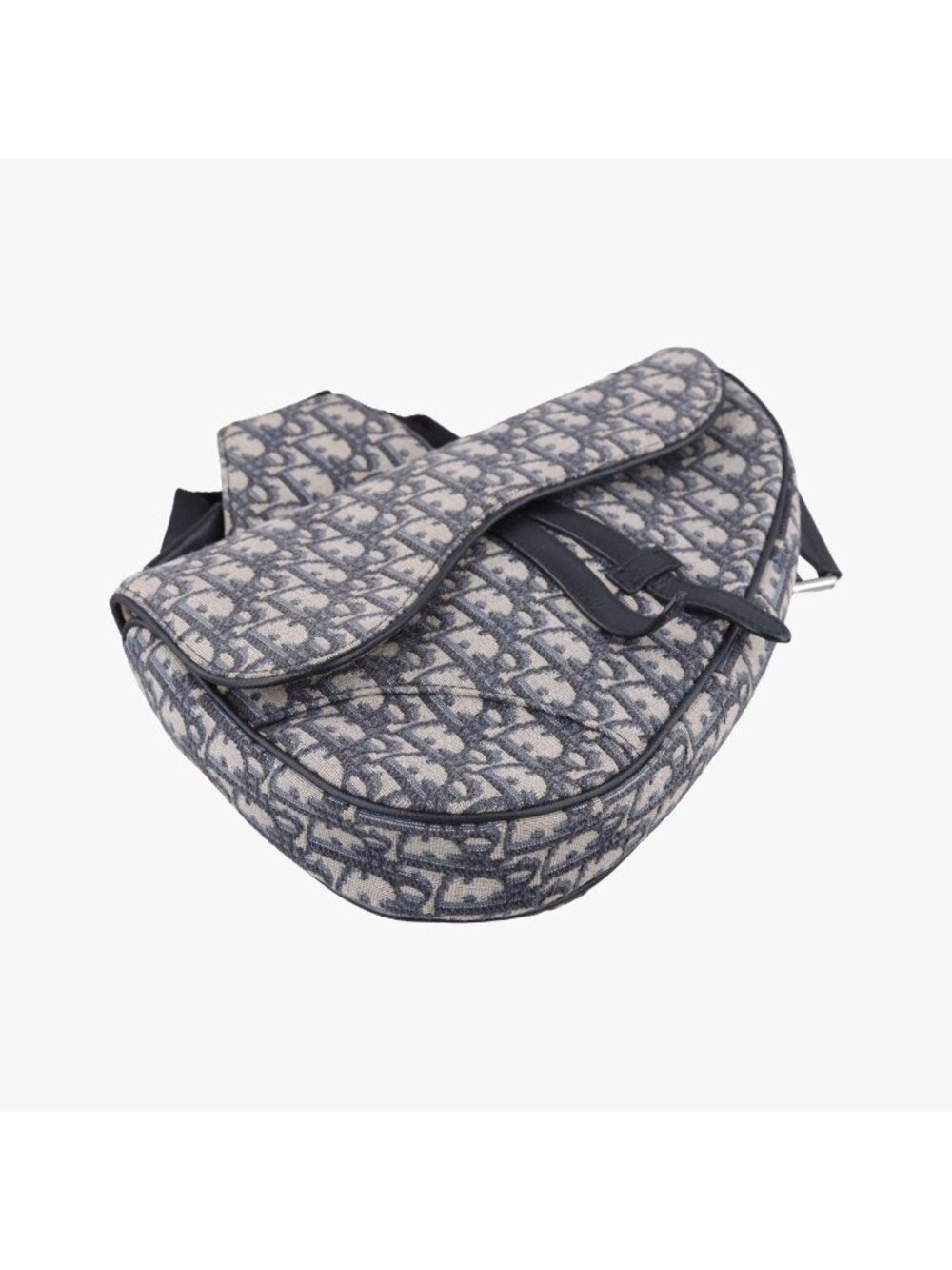 Dior Saddle Bag Gray Navy Black Jacquard Leather - Picture 5 of 15